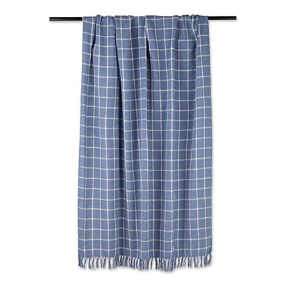DII Transitional Checked Plaid Woven Throw, 50x60, Stonewash Blue - color: Stonewash Blue, size: 50x60"