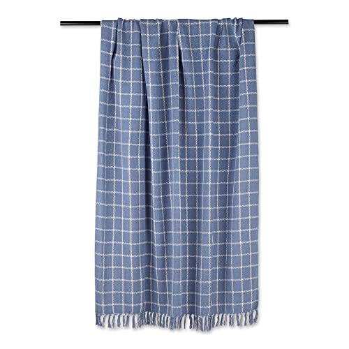 DII Transitional Checked Plaid Woven Throw, 50x60, Stonewash Blue - color: Stonewash Blue, size: 50x60"