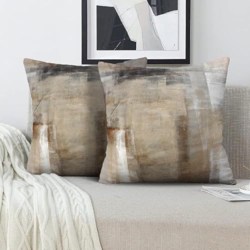 Throw Pillow Covers for Couch, 18x18 Inch, Set of 2, Beige - color: Beige, size: 18" x 18" (Pack of 2)