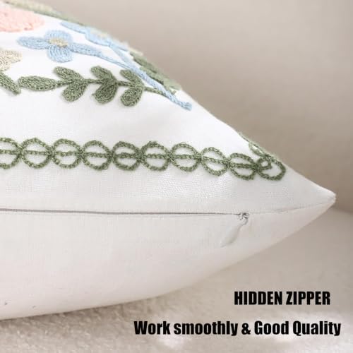 Embroidered Throw Pillow Covers 18x18 Pack of 2 Blue Floral - color: Blue Floral