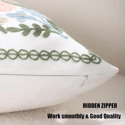 Embroidered Throw Pillow Covers 18x18 Pack of 2 Blue Floral - color: Blue Floral