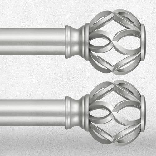2 Pack Silver Curtain Rod 36-60, 1 Inch Curtain Rods for Windows - color: Silver, size: 36"-60" (2 Pack)