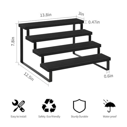 YINMIT Wooden Display Riser Stand, Tiered Perfume and Cologne Organizer Stand, 4 Tier Spice Rack Organizer, Rustic Display Shelf for Candles (4 Tier,2Pack,Black) - color: 4 Tier,2 Pack,Black