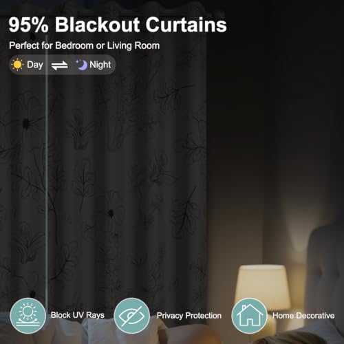 Floral Blackout Curtains for Bedroom 84 Inches Long - color: Botanical-b