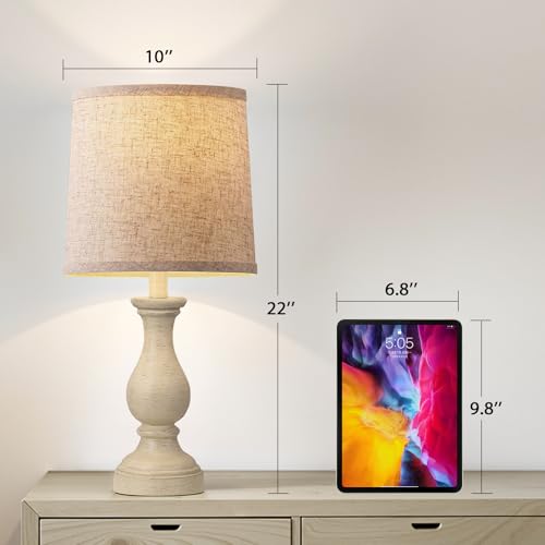 22" Farmhouse Table Lamps Set of 2, Rustic Bedside Lamps for Bedroom - color: H. Antique Yellow
