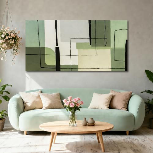 YETHEN WAL Sage Green Geometric Wall Art Abstract Line Art Canvas Prints Minimalist Wall Decor for Living Room Bedroom Office 20x40 Inch - color: Green, size: 40"L x 20"W