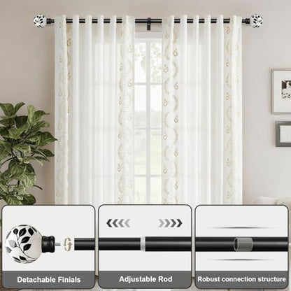 Ceramic Black Curtain Rods for Windows 16 to 60 Inches Drapery Rods - color: Ceramic Black, size: 16"-60"|1 Pack