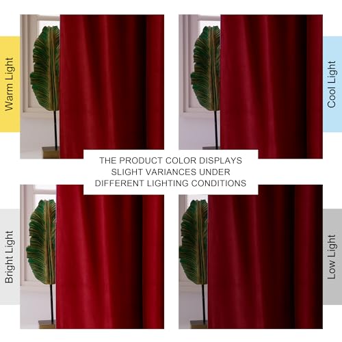 NICETOWN Burgundy Red Velvet Curtains 72 inch Long, 42" W x 72" L, 2 Panels - color: Burgundy Red, size: 42"W x 72"L (Pack of 2)