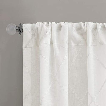 Madison Park Embroidered Diamond Irina Sheer Curtain, 50x84 White - color: White, size: 50"W x 84"L (Pack of 1)