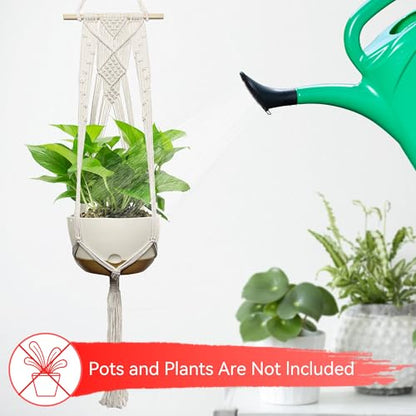 USLAI Macrame Plant Hanger, for Up to 12 Inch Pots, 47 Inch, Ivory, 2 Pack - color: 47+47 Inch - Ivory