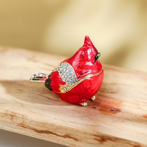 YU FENG 2.3 Inch Cardinal Bird Trinket Box, Hinged Jewelry Box Figurine - style: Cardinal bird