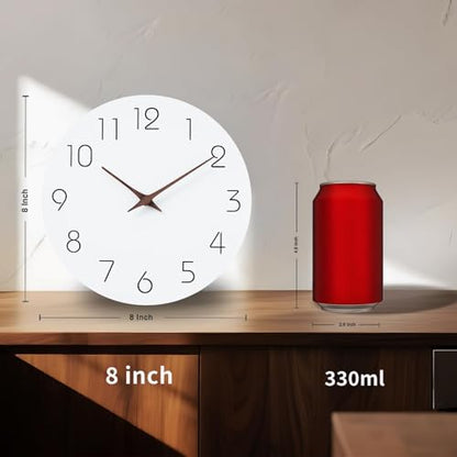 Mosewa Wall Clock Battery Operated 8" Silent Non-Ticking Simple(White) - color: A_white, size: 8 Inch