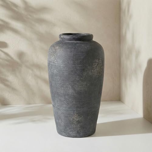 Rustic Ceramic Distressed Vase, Handmade Terracotta Vases, Decorative Flower Vase for Centerpieces, Vintage Wabi Sabi Farmhouse Decor for Entryway (11'' Tall) - size: 11'' Tall