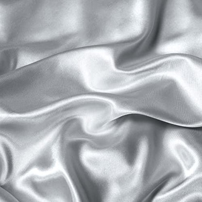 Vonty Silver Grey Satin Throw Blanket 50x60In, Cooling Silky Wrinkle-Free - color: Silver Grey, size: 50" x 60"