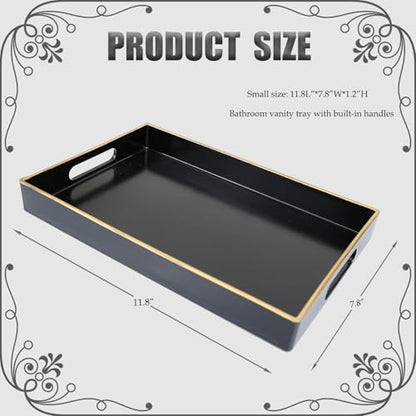 Spsyrine Black Bathroom Vanity Tray with Handles for Dresser Tops - color: Black