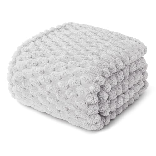 Whale Flotilla Soft Fleece King Size Bed Blanket 3D Jacquard, Light Grey - color: Light Grey, size: King(90x104 Inch)