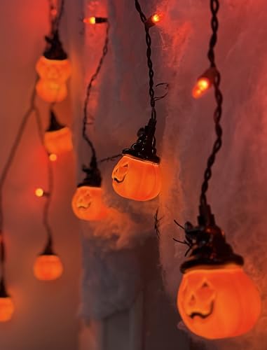 7FT Halloween Pumpkin Curtain String Lights Plug-in 25 LED Decor - color: Hooded Pumpkin Curtain Lights
