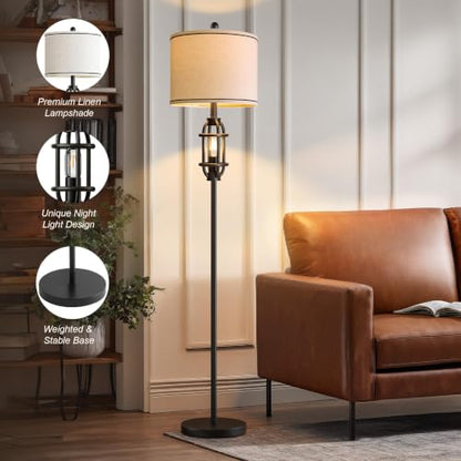 62.5" Floor Lamp for Living Room Industrial Black Standing Tall Lamp - color: Black