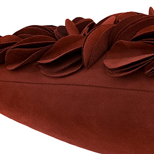 KINGROSE Handmade 3D Flower Throw Pillow Cover, Rust Red, 12x20 Inches - color: Rust Red