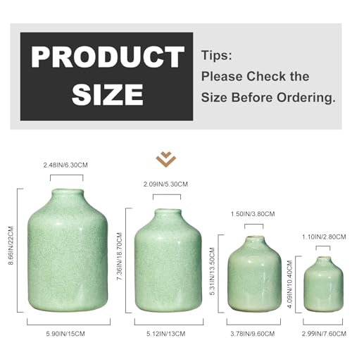 Sunddo Green Ceramic Vase, 7 Inch - color: Green, size: 7 inch