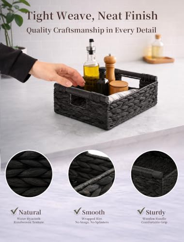 Wicker Basket, Large Basket for Gift Baskets Empty, 13.4x9.5x4.7in - color: Black, size: Medium