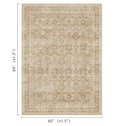 Washable 5x7 Area Rugs for Living Room Bedroom, Brown/Taupe - color: Brown/Taupe, size: 5' x 7' (Rectangular)
