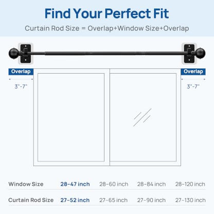 ENJOYBASICS Curtain Rods No Drilling for Renter, 28-47" Adjustable, Black - color: Black, size: 27-52"