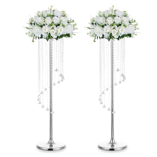 NUPTIO Tall Centerpiece for Table, Silver, 35.4", 2 Pcs - color: Silver, size: 2 Pcs 35.4 in