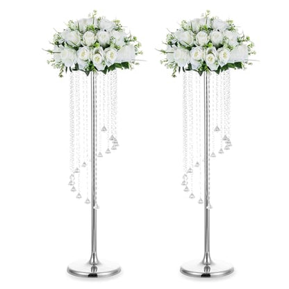 NUPTIO Tall Centerpiece for Table, Silver, 35.4", 2 Pcs - color: Silver, size: 2 Pcs 35.4 in