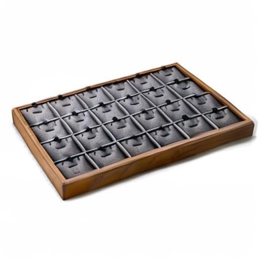 Oirlv Wooden Jewelry Tray,Jewelry Drawer Organizer,Necklace Display Tray - color: Grey 24 grid necklace/pendant jewelry tray