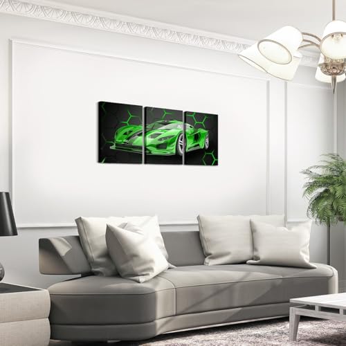 Feelyou Race Car Wall Art 12" x 16" x 3 - color: Jungle Green