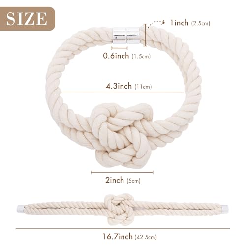 NICEEC Natural Cotton Rope Magnetic Curtain Tiebacks, 4 Pack, Beige - color: Beige, size: 4 Pack