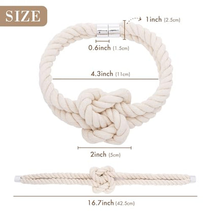NICEEC Natural Cotton Rope Magnetic Curtain Tiebacks, 4 Pack, Beige - color: Beige, size: 4 Pack