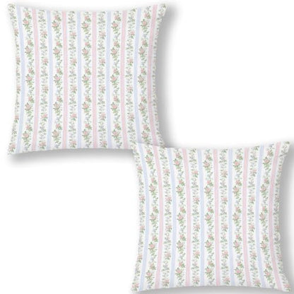 Pink and Blue Rose Floral Striped Pillow Covers 18x18 Set of 2 - color: Blue and Pink 4, size: 18" x 18" (Pack of 1)