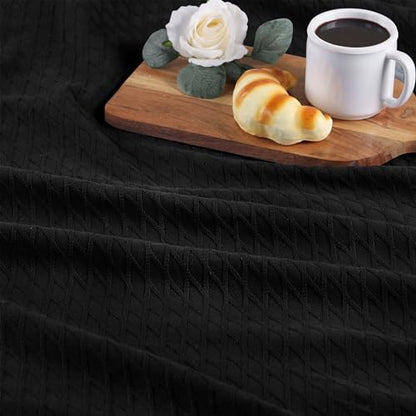 Superior Cotton Blanket, Lightweight, Breathable Bedding, Throw, Black - color: Black, size: Throw