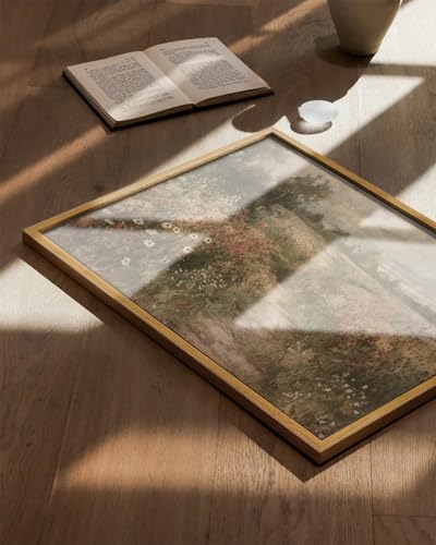 KBKBART Framed Canvas Wall Art Landscape Nature Country Wildflower Painting - color: Countryside Wildflower, size: 24"L x 16"W
