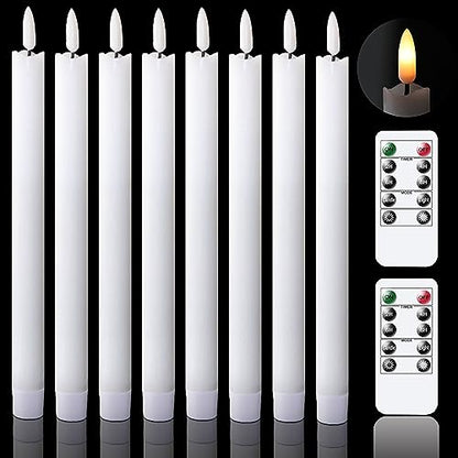 GenSwin Flameless Taper Candles LED Battery Operated Remote Timer White - color: 8-White