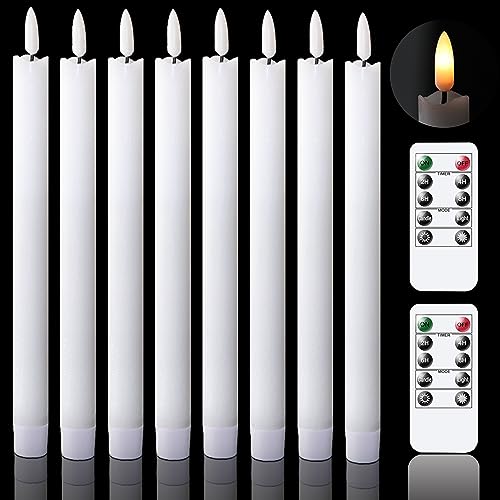 GenSwin Flameless Taper Candles LED Battery Operated Remote Timer White - color: 8-White