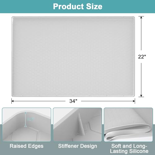 Under The Sink Mat Waterproof, Under Kitchen Sink Mat Light Gray, 34" x 22" - color: Light Gray, size: 34" x 22"