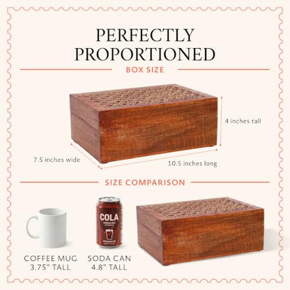 Mela Artisans Trellis Mango Wood Box - Medium Polish, 10.5x7.5 in - color: Medium Polish, size: Extra Large