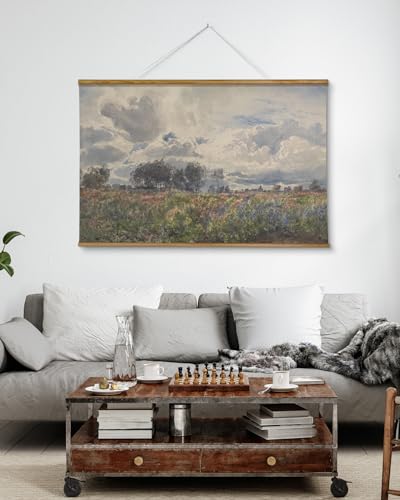 ARPEOTCY Extra Large Framed Wall Art, Retro Sky Field Landscape, 36x54In - color: Windy Countryside