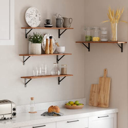 DINZI LVJ Wall Shelves, 23.6" Long Floating Shelves with Metal Brackets - color: Rustic Brown, size: 23.6 Inch