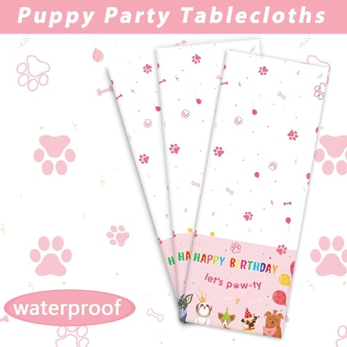3 Pack Paw Patrol Birthday Decorations Pet Dog Tablecloths Puppy Table Covers Pink Dog Party Supplies Paw Print Table Decor for Girls Kids Lets Pawty Birthday Baby Shower Party Favor 54 x 108 Inch - style: Dog Birthday