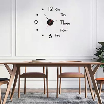 3D DIY Wall Clock, LuminousFramelessSilent Living Room Dining Room Simple 3D Wall Sticker Wall Clock Creative Luminous DIY Acrylic Punch-Free Quartz Clock (15.8IN)