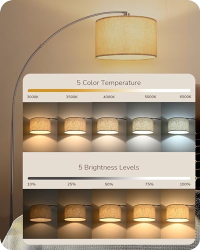 EDISHINE Bronze Modern Floor Lamp with Remote, 78.3" Tall Arc Standing Lamp - style: Modern-Brown