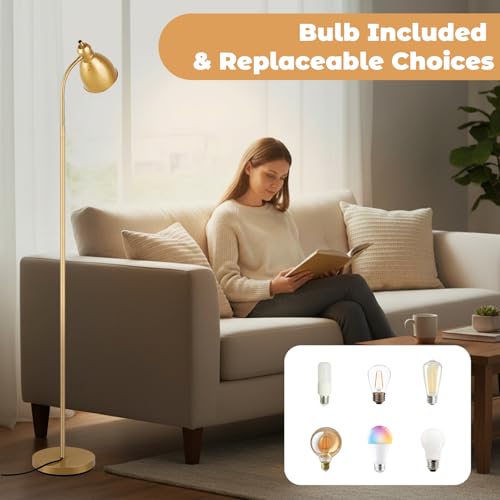 LALISU Floor Lamp, Industrial Floor Lamps for Living Rooms & Bedrooms - color: All Gold