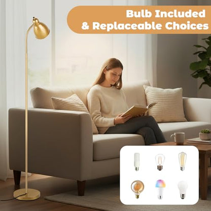 LALISU Floor Lamp, Industrial Floor Lamps for Living Rooms & Bedrooms - color: All Gold