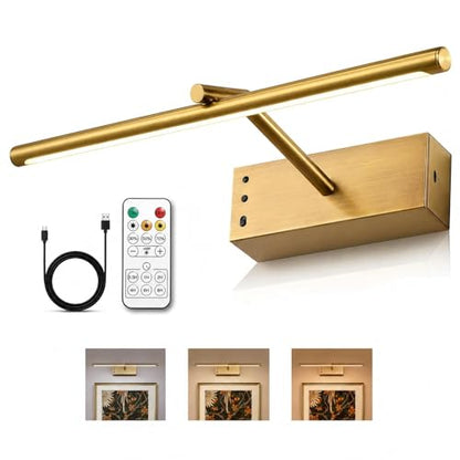 16in Brass Rechargeable Wireless Picture Light - color: Brass