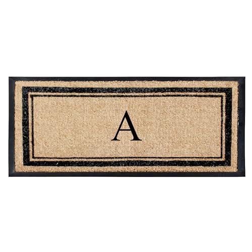 A1 Home Collections Natural Coir & Rubber Hand-Flocked Monogrammed Doormat - Heavy Duty Anti-Shedding Front Door Mat, Thick & Durable Entrance Mat - A, 30” x 60” - color: A, size: 2'6" x 5' (Rectangular)
