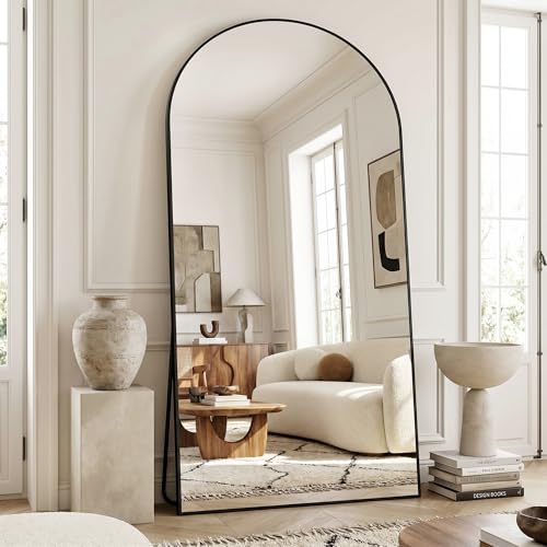 Full Length Mirror, 78"x38" Arched Floor Mirror, Black - color: Black, size: 78"L x 38"W